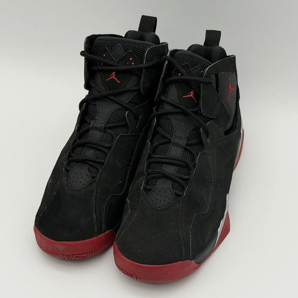 Jordan True Flight Black Gym Red Metallic Silver 343795-003 6Y